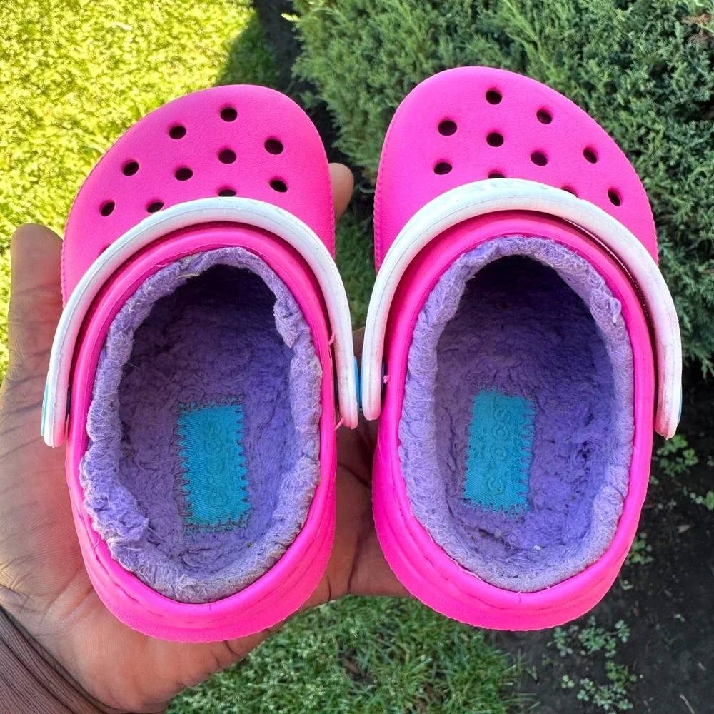 Crocs Kids Classic Lined Clogs Toddler Size 5 Neon Pink Purple Sandals